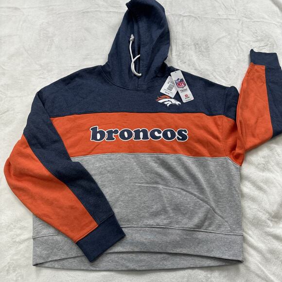 Denver Broncos Hoodie Sweatshirt Womens Size Large Fanatics NFL Team Apparel NWT - Picture 1 of 9